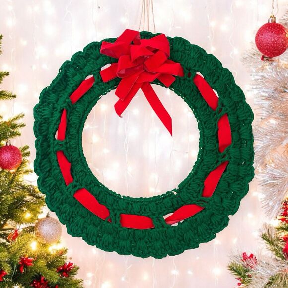 Handmade Christmas Macrame Wreath Wall Hanging Decor Crochet 16" Boho - Picture 6 of 6